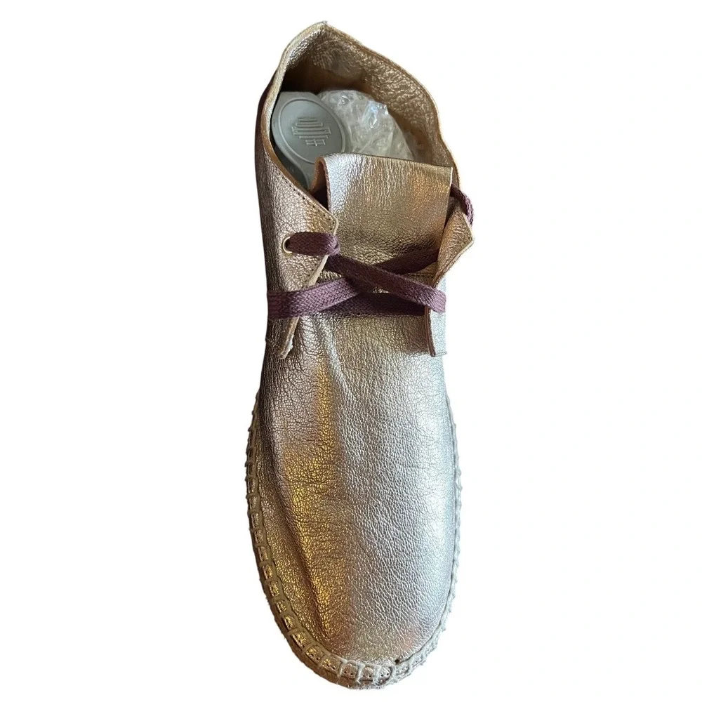 Robert Clergerie Paris Eloise Rose Gold buttery Leather Espadrille size 10 spain